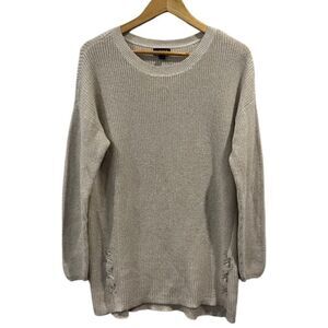 Ana Cream Metallic knit Cream crew neck sweater PXL